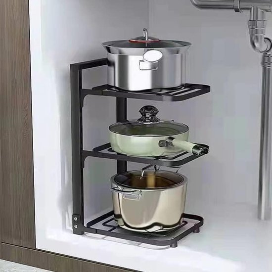 Potten En Pannen Organizer Rack, Multilayer Thicken Strong Bearing Round Corner Pot Organizer Voor Keukenkastopslag(4 Tier) — afbeelding 2