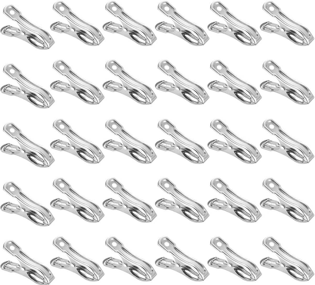 Wasknijpers-30 Stuks Handdoekklemmen,Antislip Wasknijpers,Metalen Roestvrijstalen Klemmen,Voor Sokken, Kleding, Handdoek, Foto's en Ambachten(5 * 3cm)