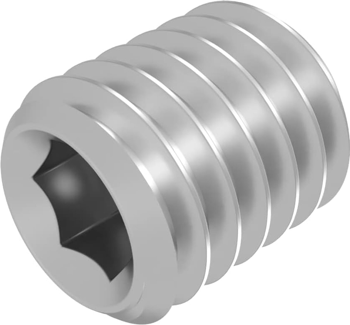 Schroefdraadstift met ringsnijkant M5 x 6 mm, roestvrij staal V2A VA A2, DIN 916 / ISO 4029, binnenzeskant, 20 stuks