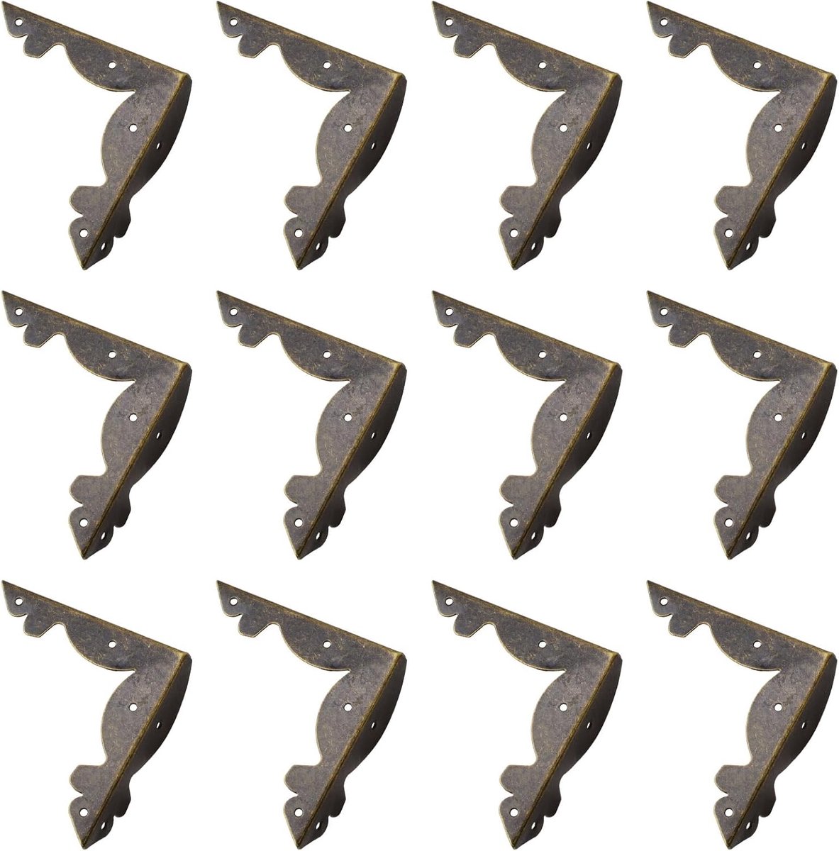12 stuks vintage hoekbeschermers, retro metalen hoekbeschermers, vintage hoekbeschermers, houten kist meubels tafelbeschermers (brons)
