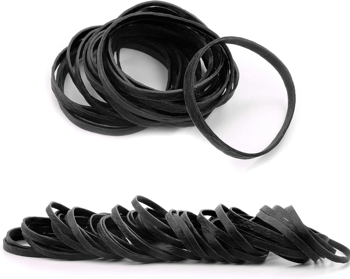 banden, 100 stuks, zwart, breed, 60 x 5 mm, huishoudelijk rubber, duurzame en scheurvaste rubbers voor huishouden, werk, kantoor