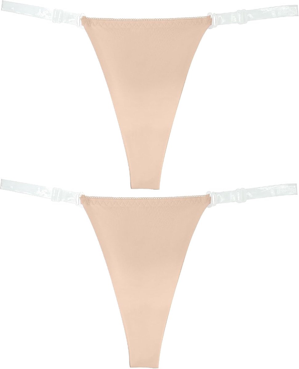 G-string voor dames, sexy transparante slipjes, verstelbare slip, onzichtbaar, naadloos ondergoed, lage taille, 2 stuks