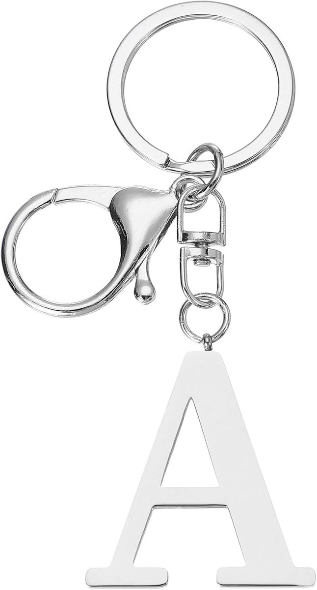 Sleutelhanger met beginletter, letter A tot Z, schattige metalen sleutelhanger voor handtas