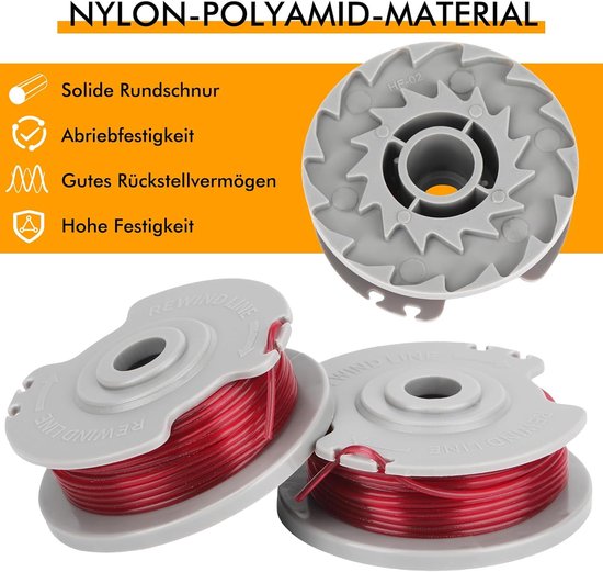 draadspoel 5306-20 geschikt voor Gardena Art. 8844 SmallCut 300 Accu,Art.8845 SmallCut 300, Art.8824 EasyCut Li-18/23 reservedraadspoel 10 m lengte Ø 1,65 mm (6 stuks) — afbeelding 4