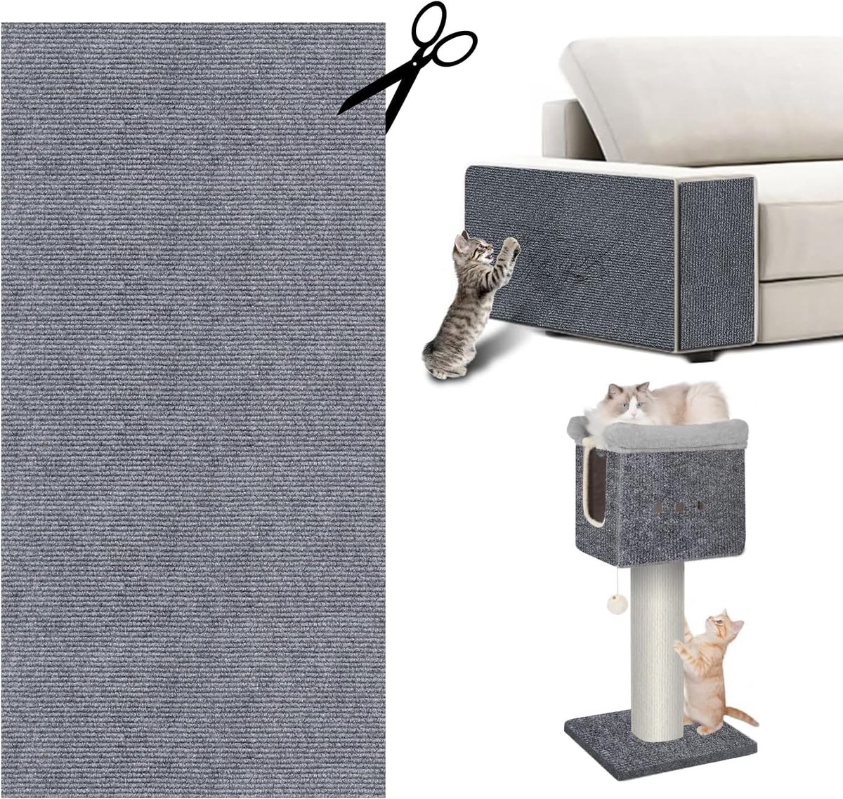 zelfklevend krabtapijt kat muur krasbescherming bank kattenbescherming kat krabmat tapijt bedekt 40 x 200 cm kat bank bescherming van DIY kat klauwen kattentapijt (lichtgrijs, 40 x 400 cm)
