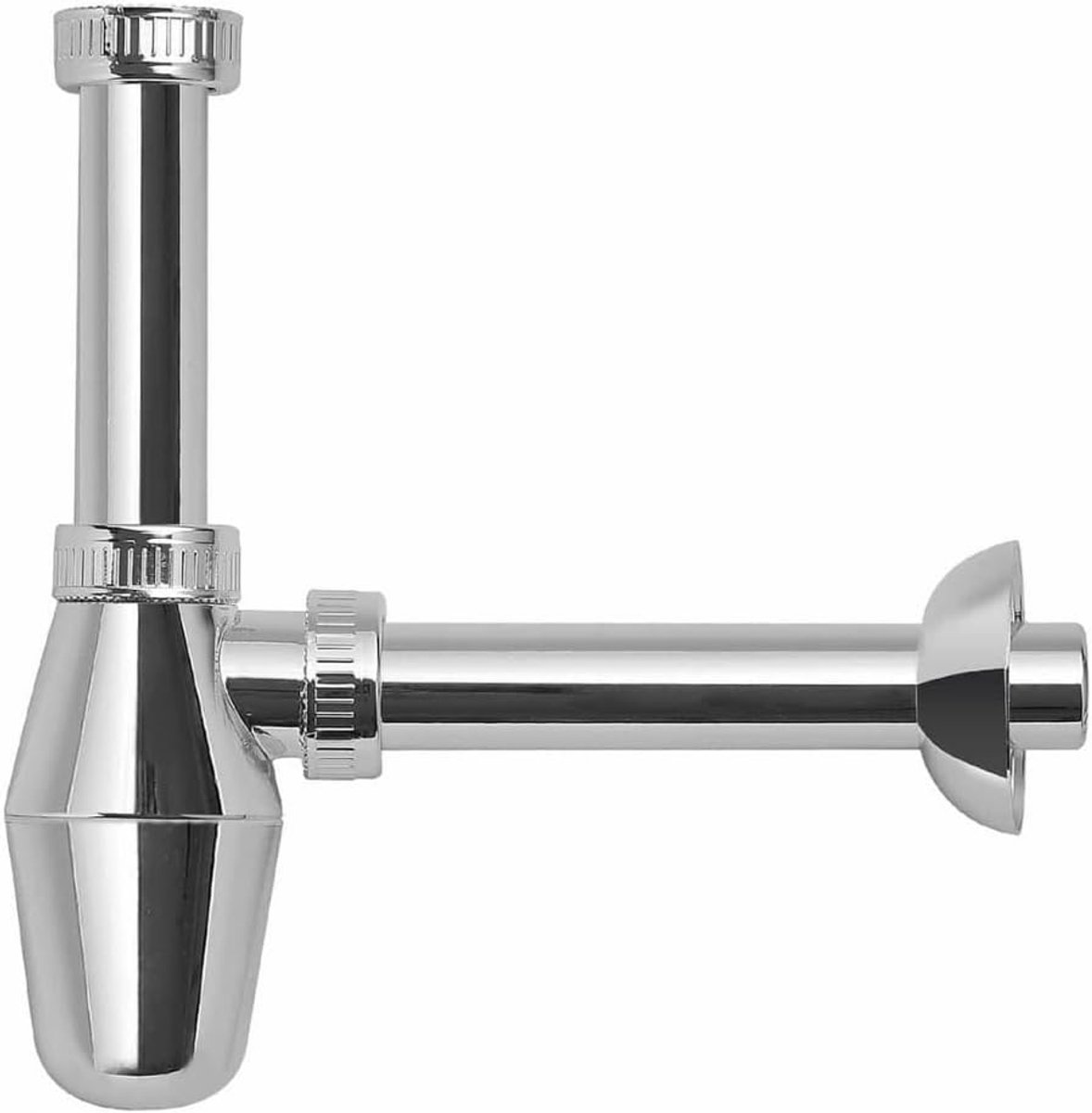 4396115 | sifon voor wastafel, universele buisgeursluiting 1 1/4 inch x Ø 32 mm, geursluiting voor wastafel met wandrozet, buissifon ABS kunststof verchroomd,