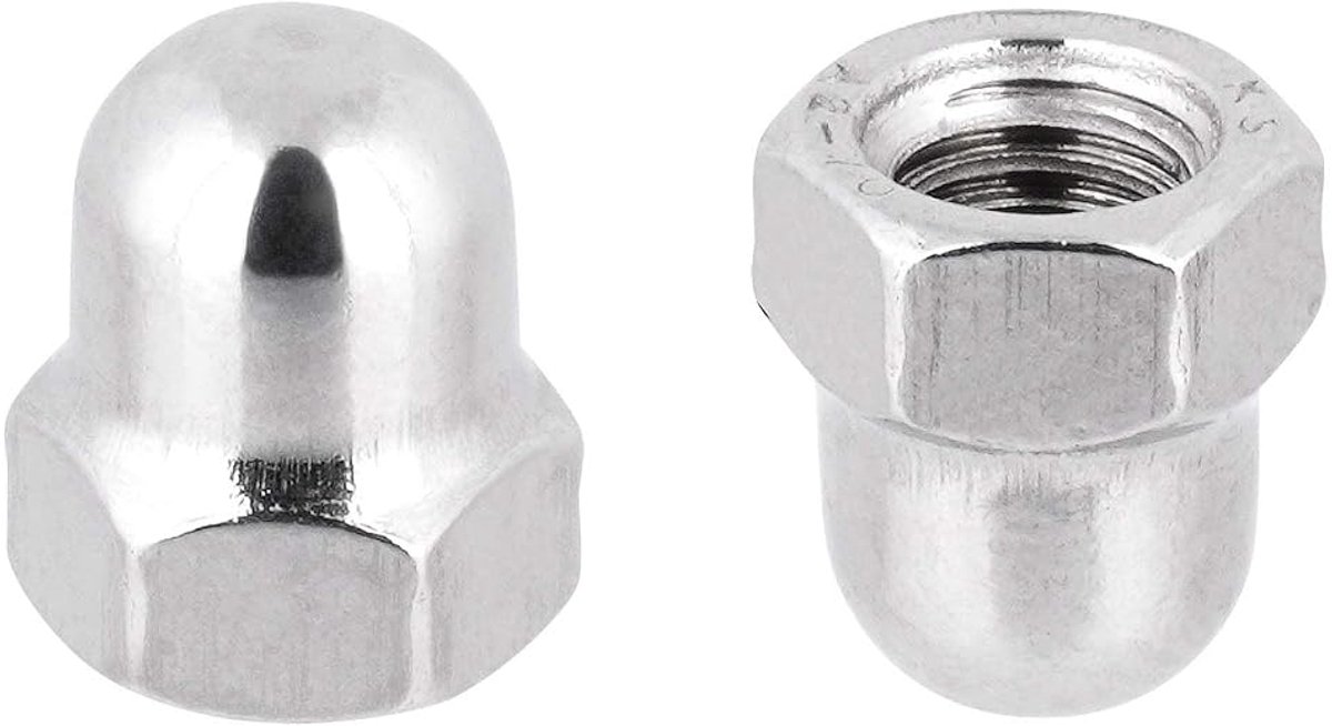 zeskant M12 hoge vorm DIN 1587 roestvrij stalen moeren A2 dopmoeren zeskantmoeren cap moeren M12 25 stuks