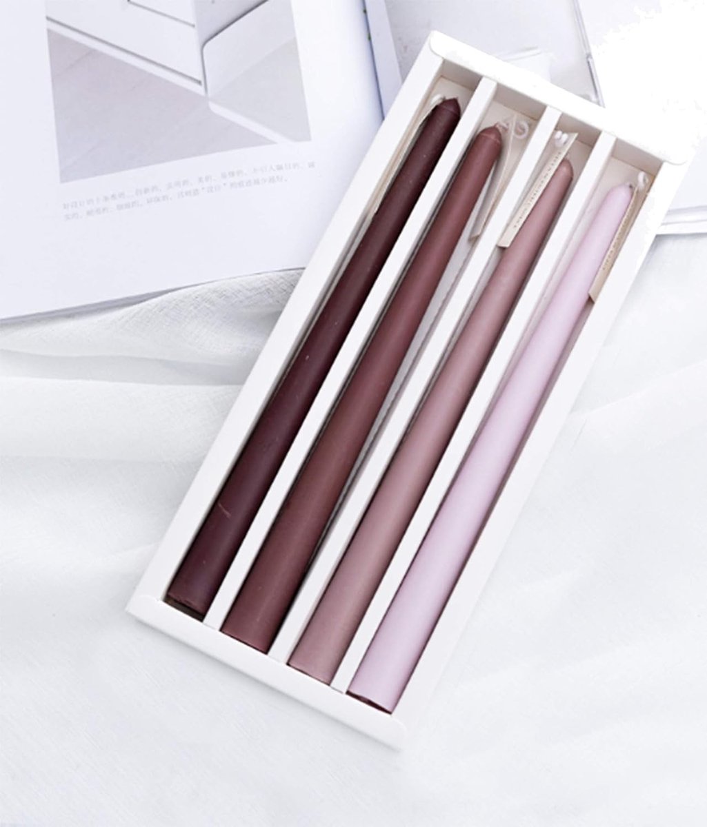 Kaarskaars diner kaarsen geurkaars kleur geschenkset meer dan 7 uur duur set van 4 (bruin - vanille crème)