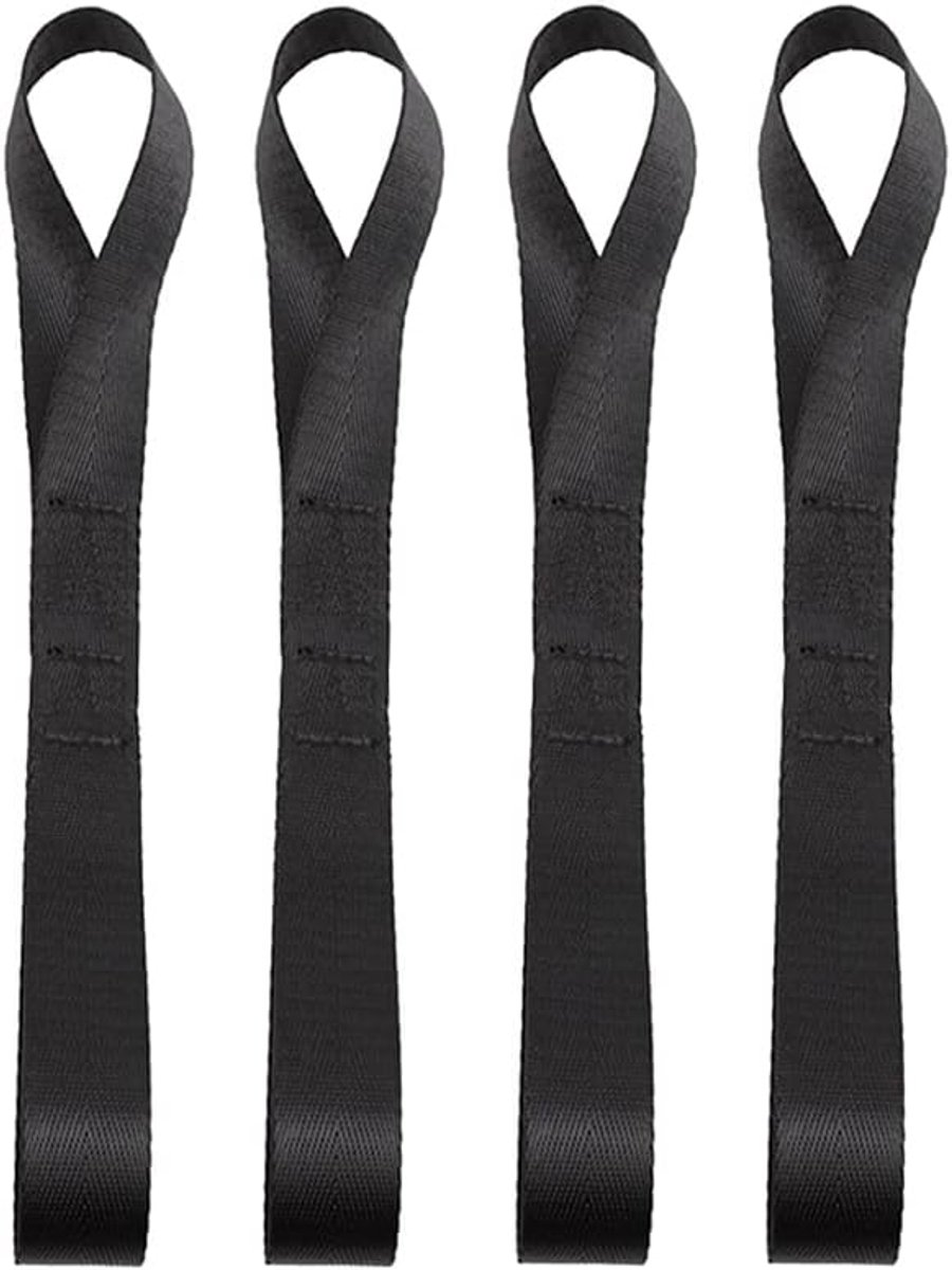Spanbanden - 4 stuks heavy duty nylon sjorbanden webbing cargo riemen maximale belasting 800KG voor motorfiets stuurstang, dakdrager, rolstoel, camping ophanggereedschap (zwart)