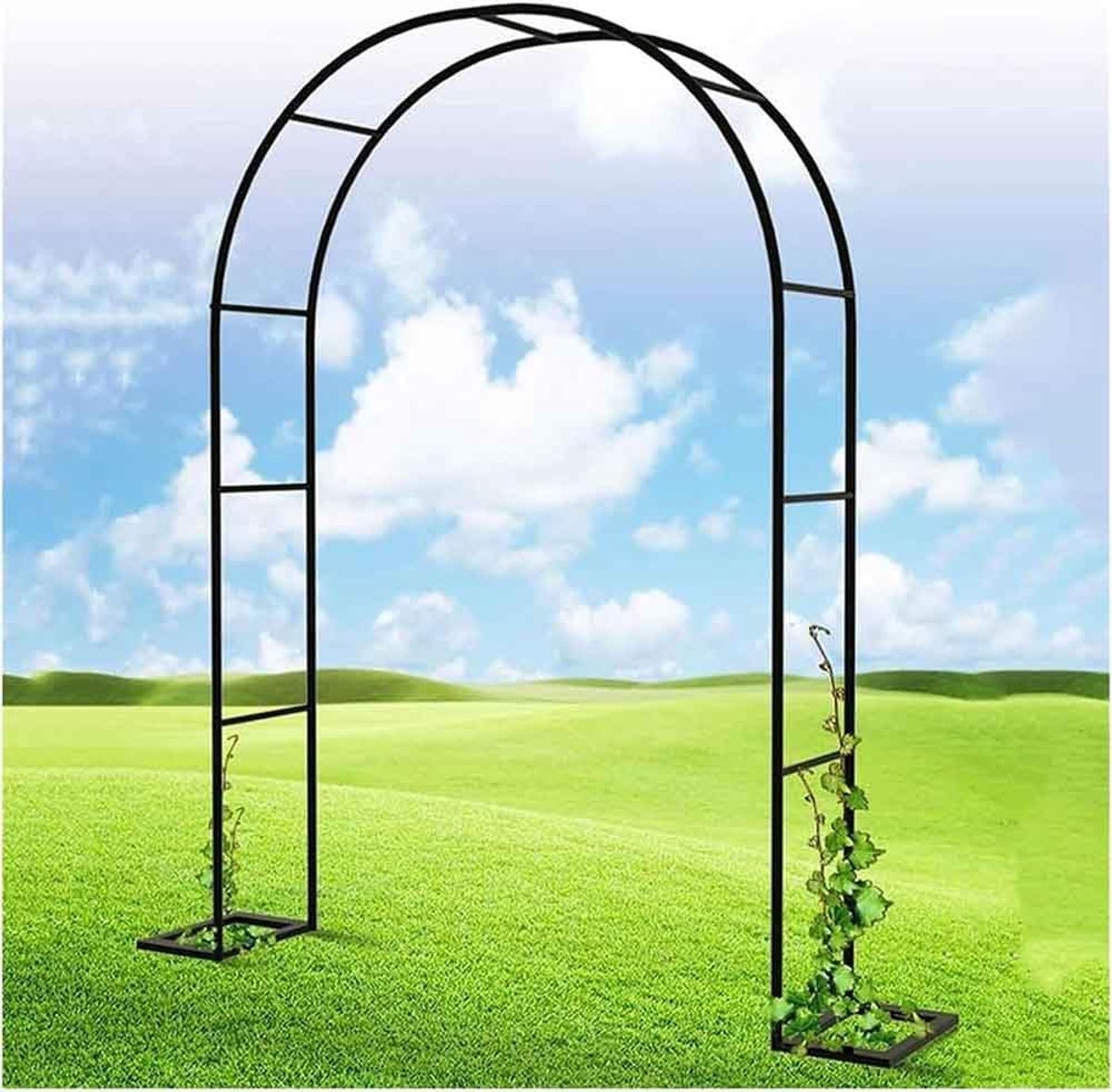 tuinboog zwaar belastbare rozenbogen prieel latwerk voor klimplanten breed 120 cm 140 cm 180 cm 240 cm 350 cm rozenboogdecoratie bruiloft boogweg, zwart, B3M x H2,2 m