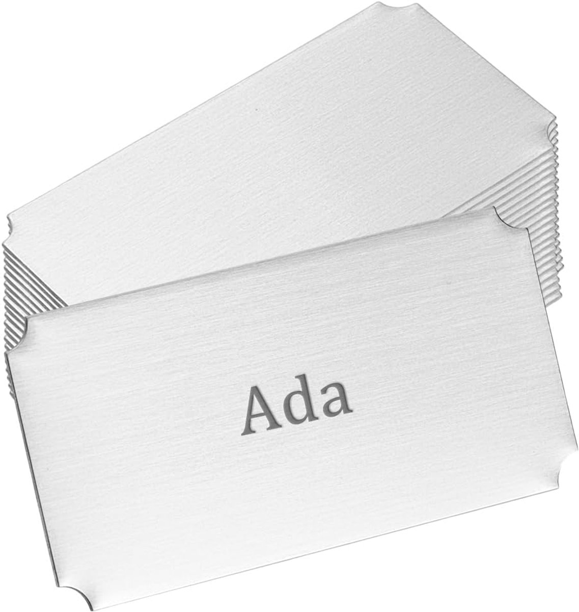 20 stuks naamplaten laser gegraveerd 50 mm lange blanco visitekaartjes roestvrij staal rechthoekige kaarten effen blanco aangepaste naamplaatjes naamlabel met zelfklevende achterkant voor