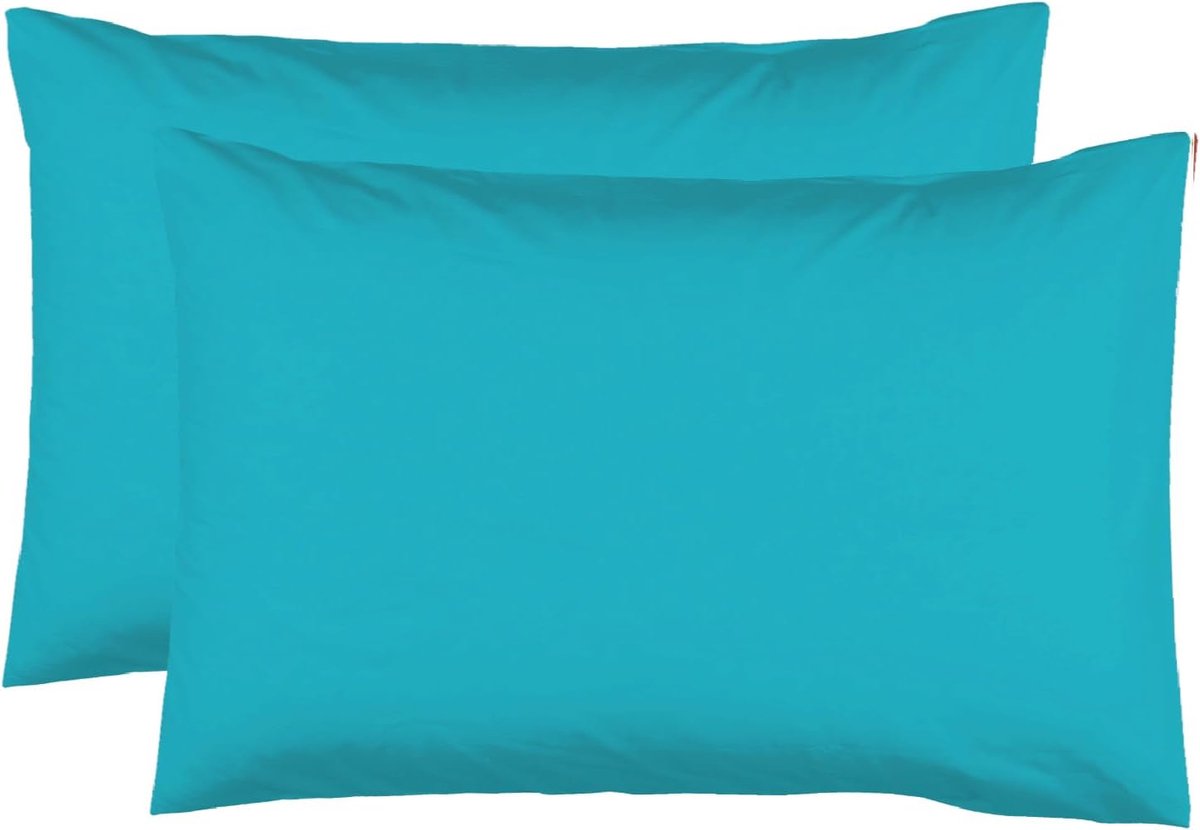 Kussenslopen 50 x 70 cm, turquoiseblauw, 100% katoen, draaddichtheid 57