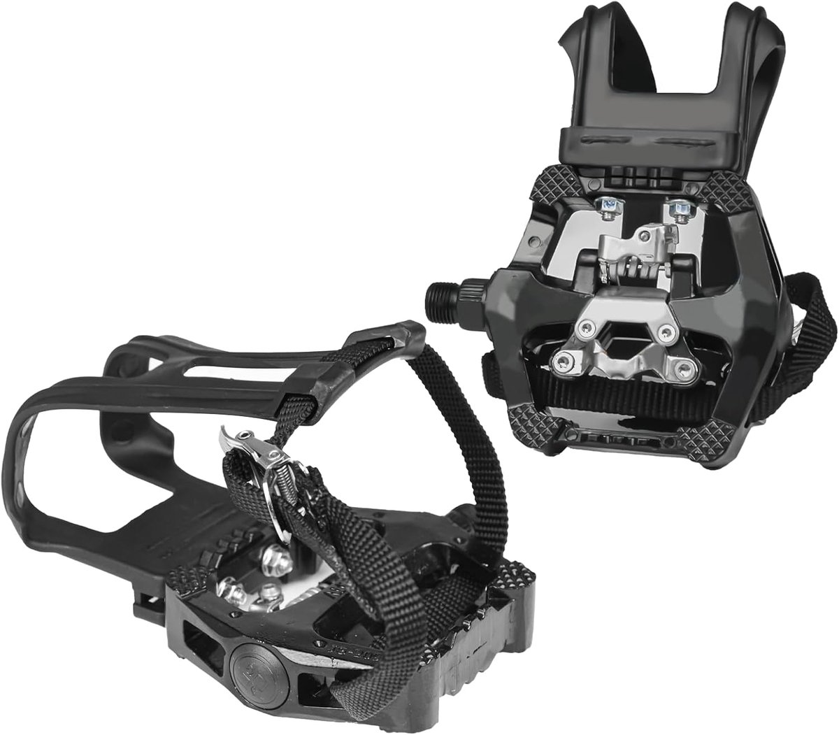 Pedalen, fietspedalen, aluminium mountainbikepedalen met teenkooi en riemen, racefietspedalen voor 9/16 inch assen mtb-pedalen, spinfiets, racefiets, touring, indoor hometrainers