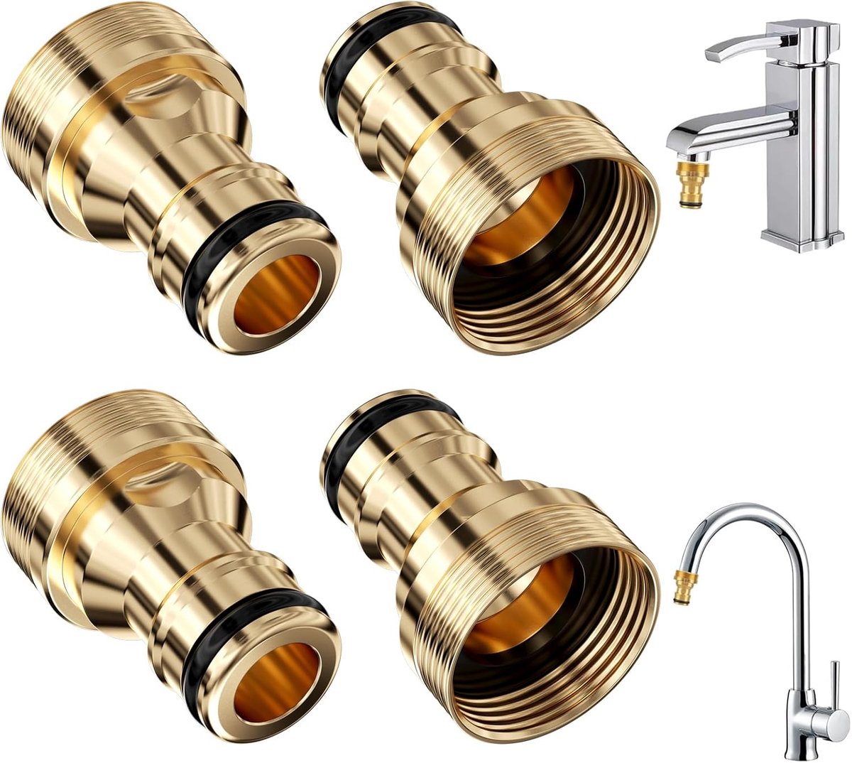 4 stuks waterkraan adapter tuinslang, slangaansluiting waterkraan, slangadapter waterkraan, waterkraanaansluiting tuinslang, universele waterkraanaansluiting voor huis, wasmachine