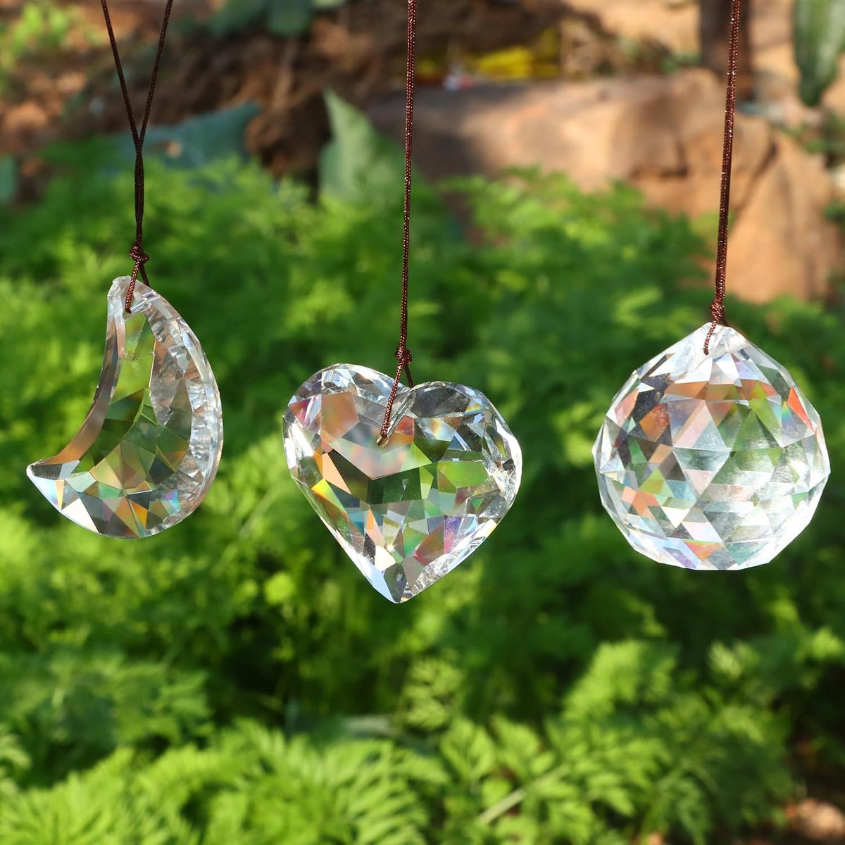 Zonnevangers van kristalglas, 3 stuks voor het ophangen van glas, transparant, prisma van kristal voor ramen, tuin, huis, kroonluchter, decoratie