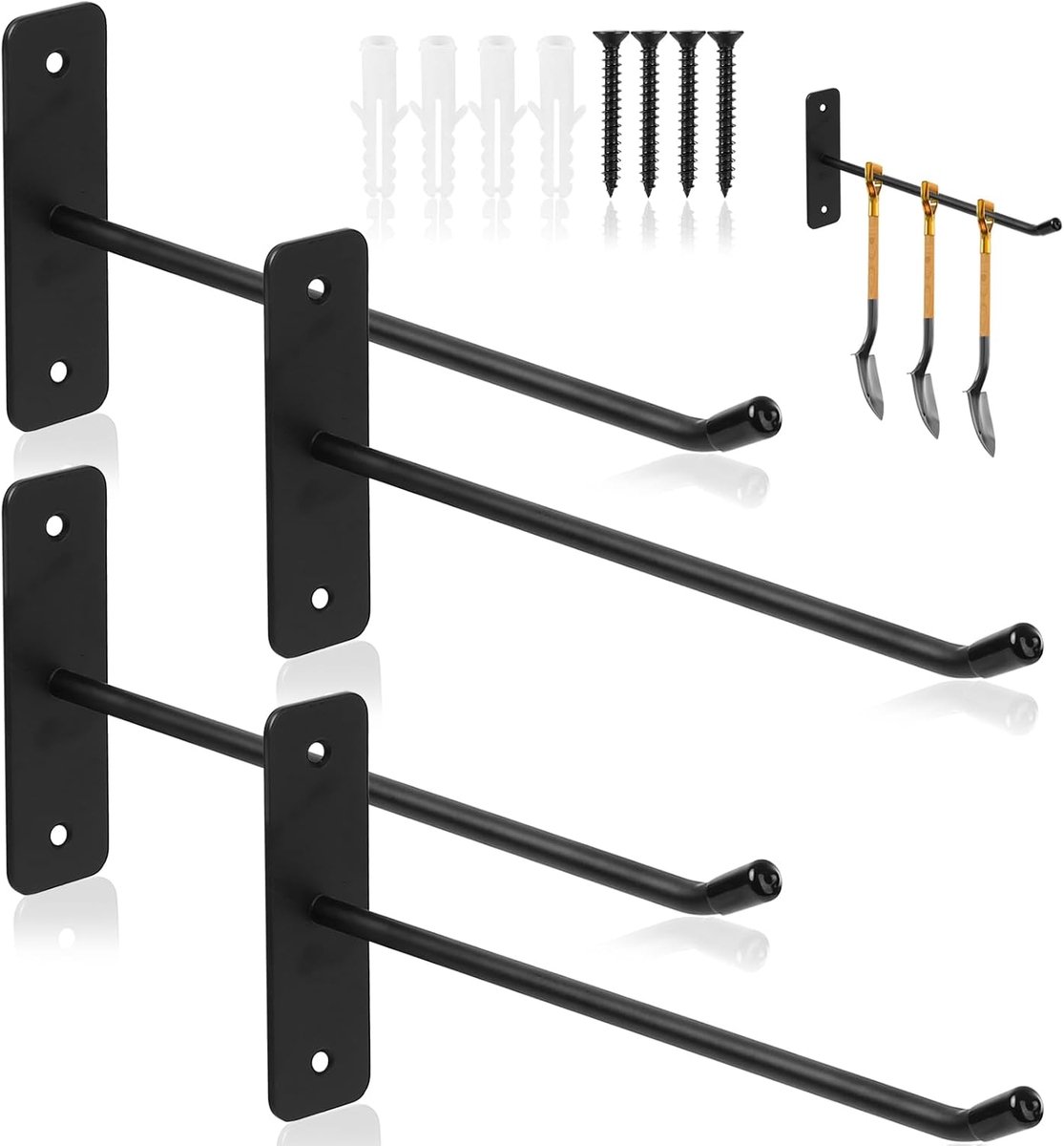 4 stuks haken om op te hangen, fietswandhaken, garagehaken, wandhouder voor banden, velgenhouder voor garage, gereedschap, tot 15 kg