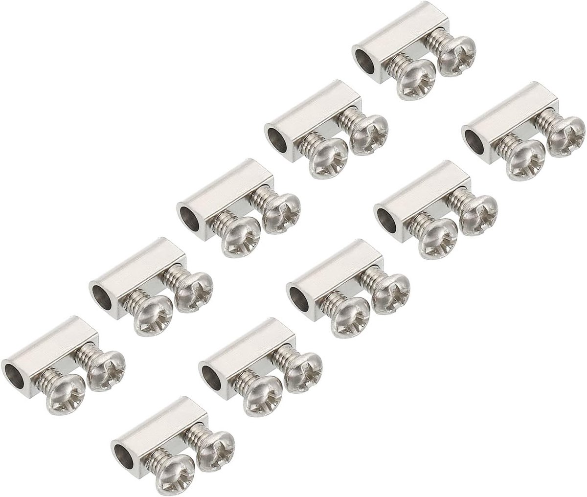 12 x 4,5 x 5,5 mm draadkabelclips, 20 stuks stalen kabelklemmen 3 mm dubbele gaten draad slot kabel verbindingsclips met M3 x 0,5 schroeven voor kabels