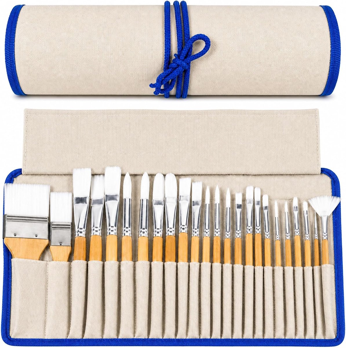 Penseelset, 24 stuks, nylon acrylverf, houten handvat, kunstenaarsset voor aquarel en olieverfschilderijen, perfect schilderen, olieverf, beginnernaamset