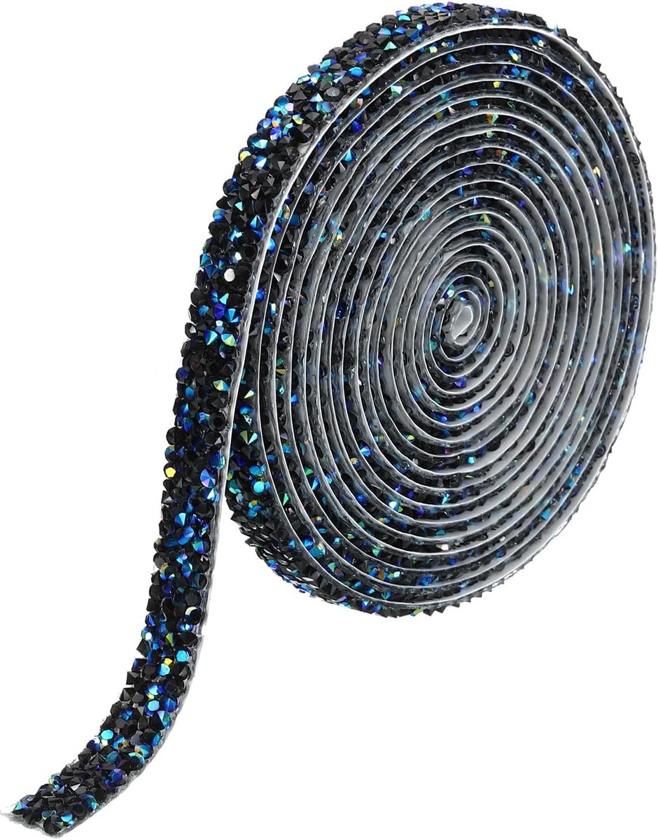 Hars Strass lint van 10 m, zelfklevende bling diamanten lint van 10 mm, voor kleding, doe-het-zelf ambachten, zwart AB