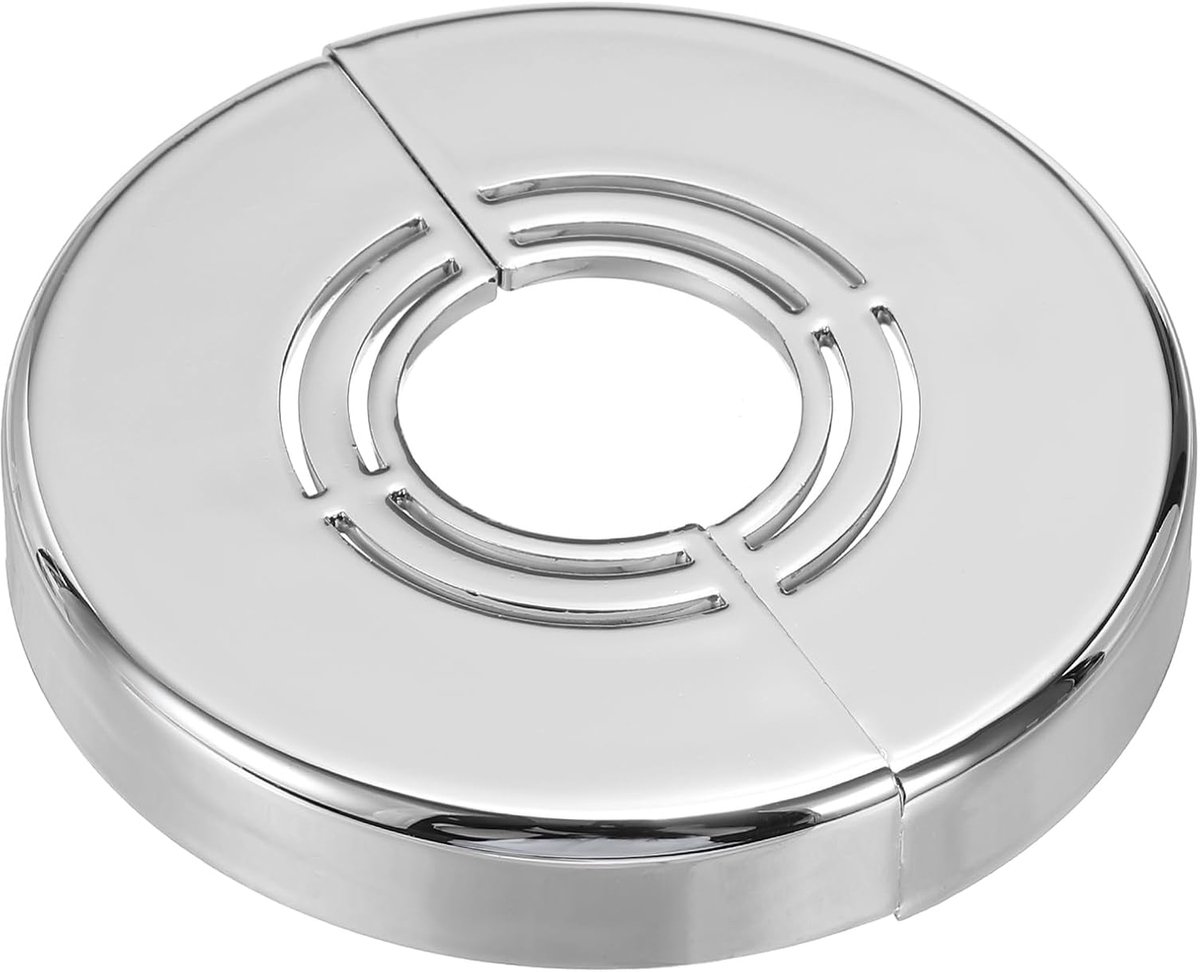 Muur Split Flens 0,8/1/1,3 Centimeter, 1 Centimeter Dikke Snijbare ABS Ronde Escutcheon Plate Deksel Gesp voor Waterpijp Kraan Decoratie, Zilver