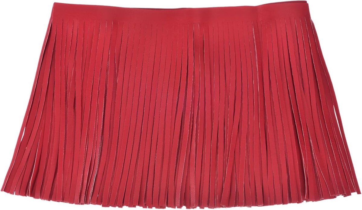 1 Iarda 25,4 cm franjes van kunstleer, dubbelzijdig genaaid, franjes voor naaien, doe-het-zelf, kleding, handwerk, decoratie, rok, rood
