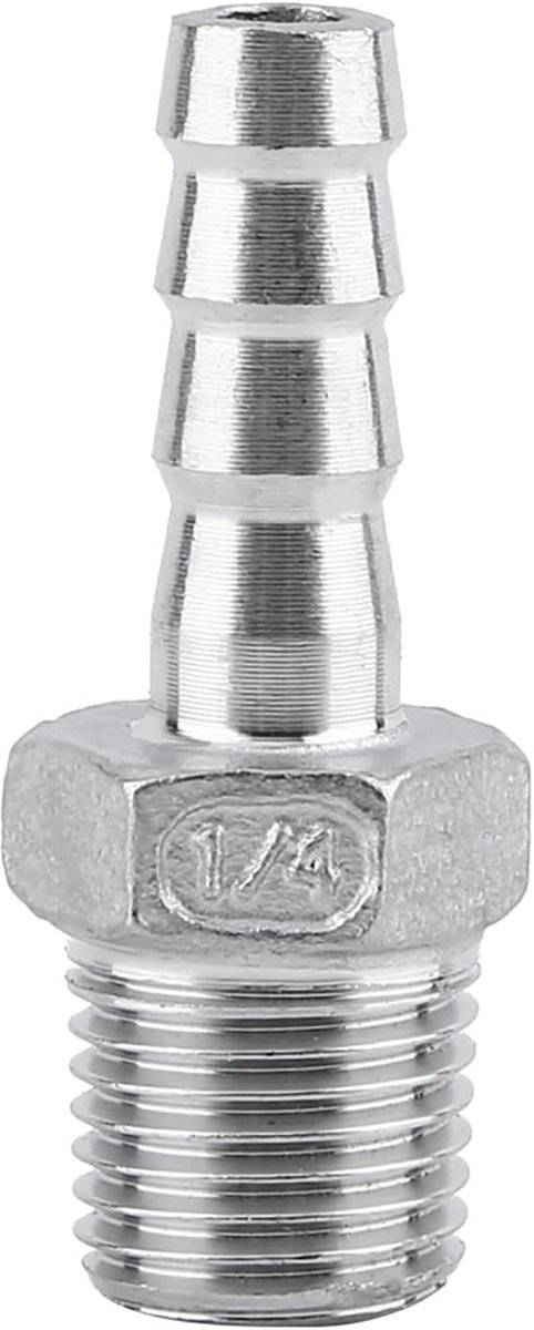 Roestvrijstalen slangpilaar Slangconnector Buitendraadadapter Luchtslang Pijpfitting Barb Tail Connector(1/4x8mm)