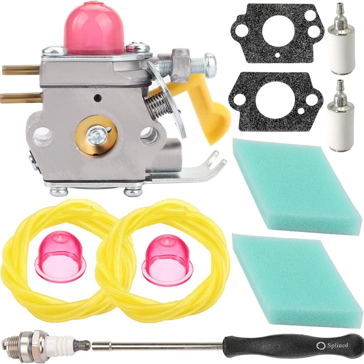 C1U-W18 545081808 Carburateur voor Poulan Onkruideter Featherlite FL20 FL20C FL25C FL26 FX26S FX26SC FX265 XT260 SST25 SST25C Snaartrimmer 530071752 530071717171 822 cm 30071750, met Tune Up Kit