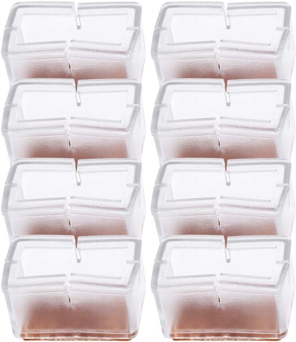 8 Stuks Stoelpootdoppen Siliconen Rechthoek Meubilair Tafelvoeten Covers Beenbeschermer Met Rubberen Zool (Transparant)