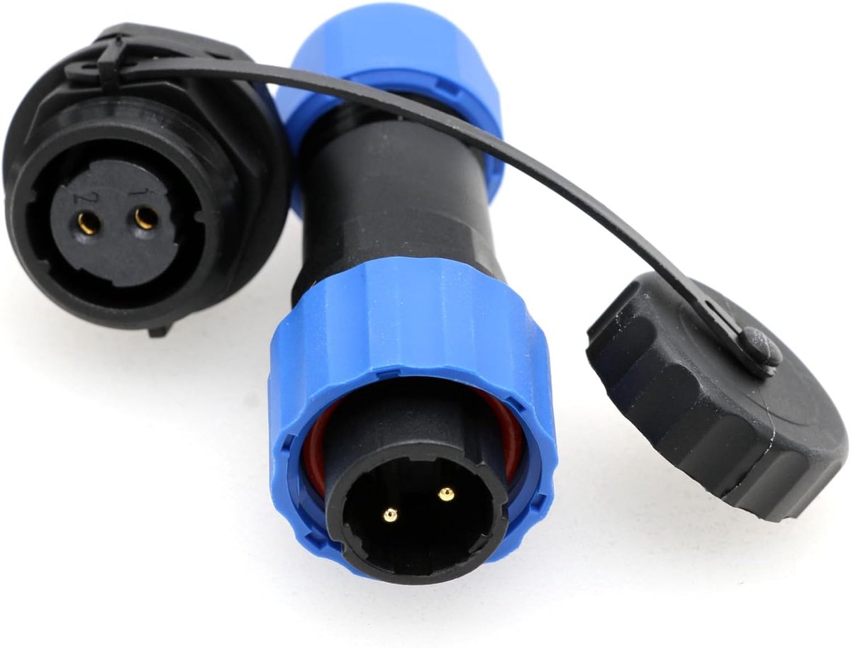 2-pins connector Snelle ontkoppeling kabelstekker paneelmontage aansluiting waterdicht ronde luchtvaart mannelijke vrouwelijke draadgebonden kunststof connector