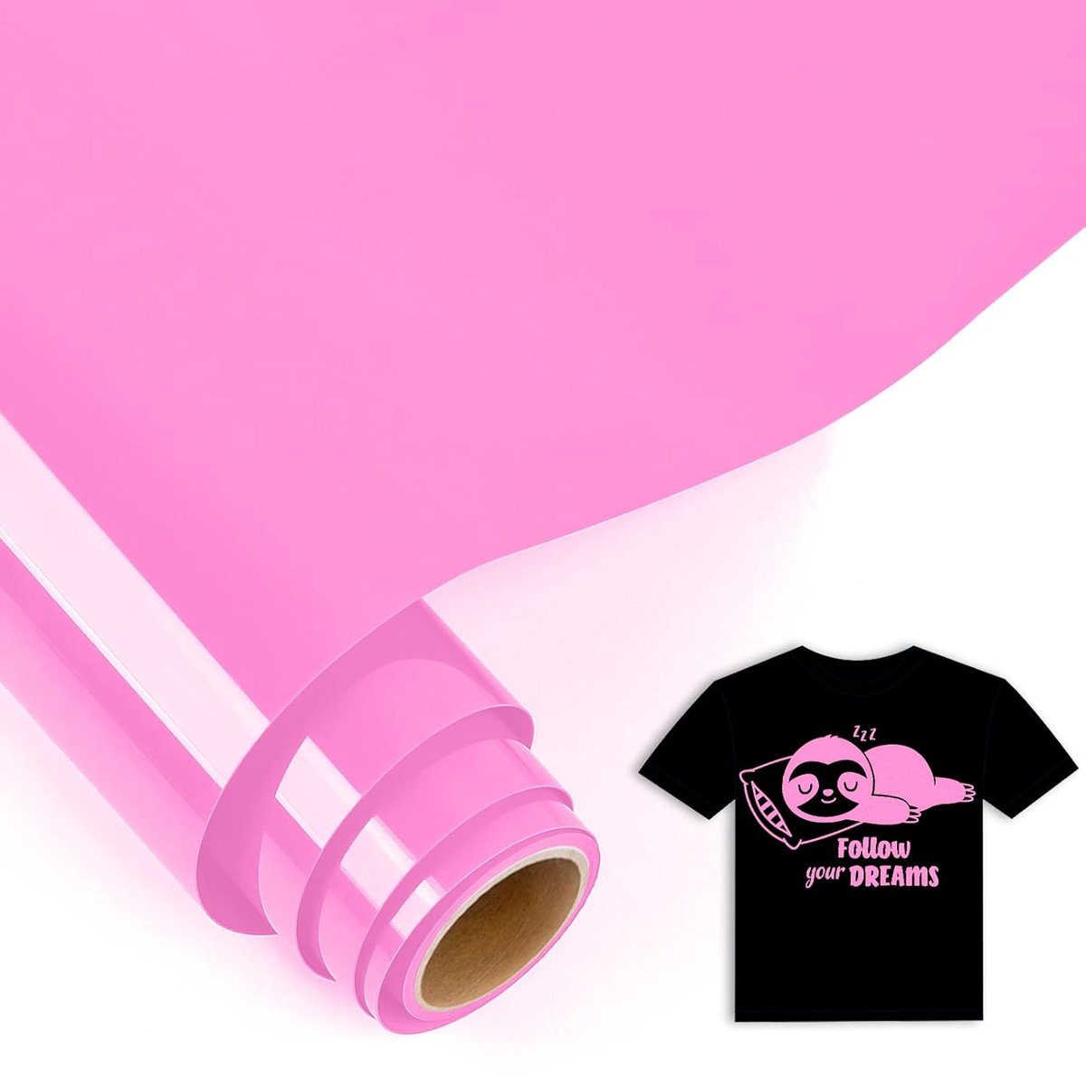 5 Ft Plotterfolie Textiel Roze - 30,5 x 152,5 cm Flexfolie voor Cricut Maker, Silhouette Cameo - Textielfolie voor Kleding, Mutsen, Broeken, Andere Stoffen