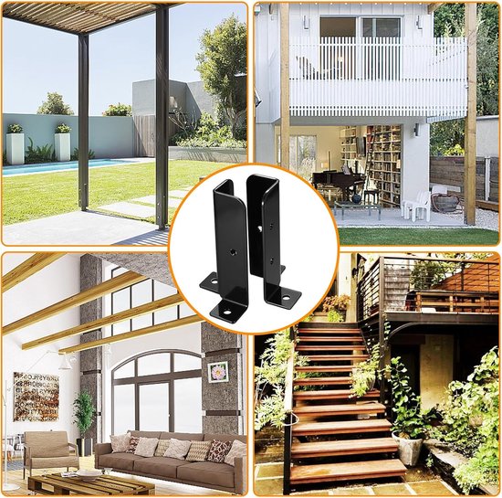 Posthouders, 4 Stks Steunklemmen, Ankerpalen, Dek Steun Base, Pergola Klemmen voor 38x38/50x50/50x101/101x101mm palen, Deck Railings Brievenbus — afbeelding 4