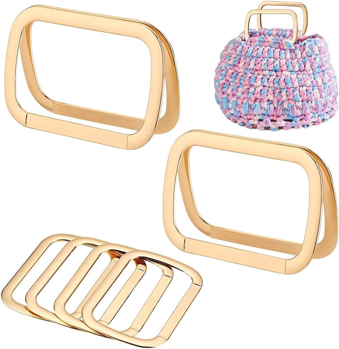 PandaHall 6 stks Portemonnee Vervanging Handvat Rechthoek Tas Handvat Vervanging Licht Gouden Handel Handel Frame Portemonnee Handgrepen voor Tas Portemonnee Maken Handvat Vervanging, 3.7x2.4 inch