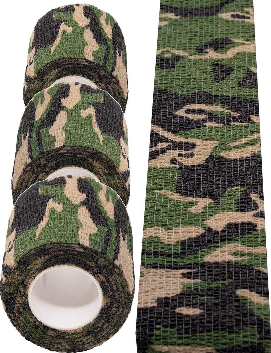 Camouflage Tarn-Tape, waterdicht, meerdere keren herbruikbaar, 4,5m, set van 3