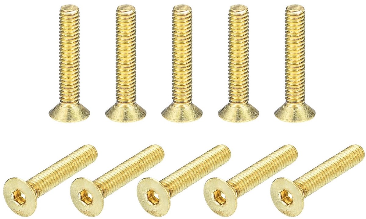 Platte kopschroeven met binnenzeskant, M4-0,7 x 18 mm, 24 stuks, bevestigingsschroeven met binnenzeskant van messing