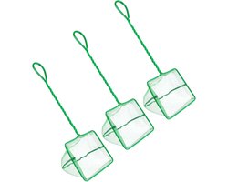 3 stuks klein aquariumnet, fijnmazig visnet, schepnet voor aquarium, visnet met kunststof handvat, voor kleine vissen, garnalen, aquarium, vis