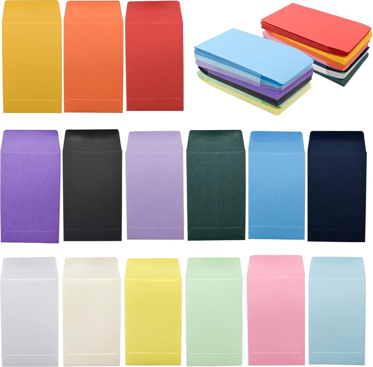 150 stuks muntenenveloppen #1 zaadenveloppen kleurrijke kleine onderdelen envelop met gegomde flap voor mini-onderdelen stempels collectie (2 1/4 x 3 1/2 inch)