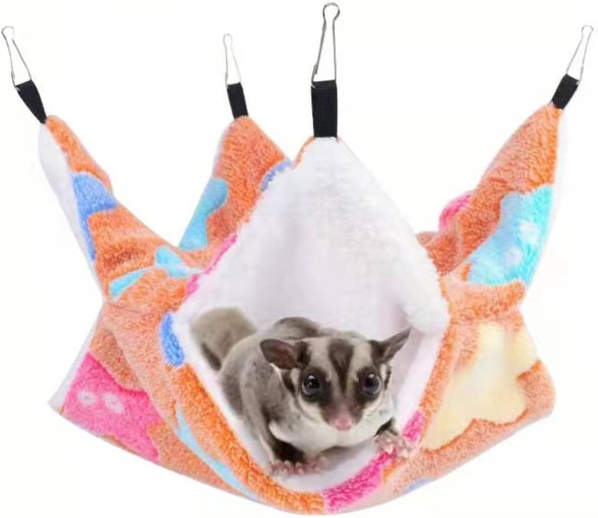 Hangmat voor kleine dieren, schommelbed voor kleine huisdieren,dubbellaags huisdierenkooi hangmat voor fret rat, suikerzweefvliegtuig en andere kleine dieren, bruin