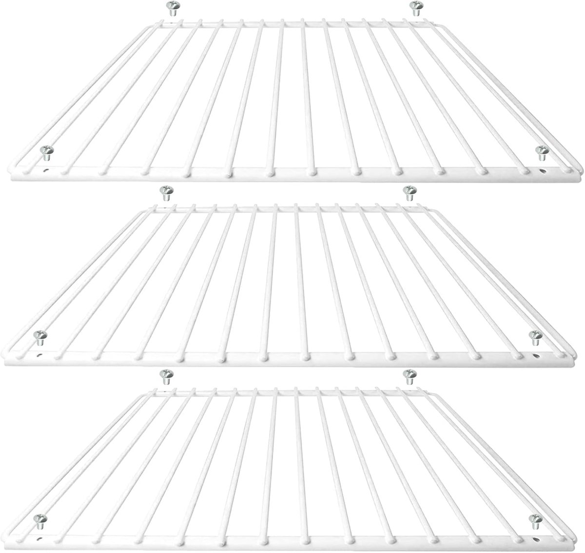 Universele koelkast-vriezerplank (verpakking van 3 planken, wit, verstelbaar, met kunststof coating, uitschuifbare armen)