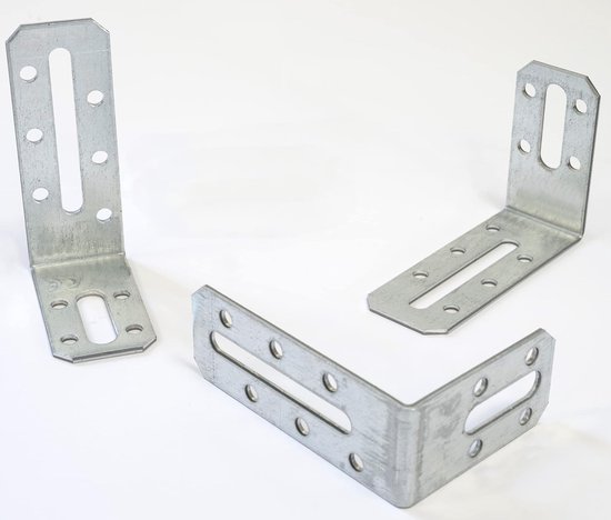 C58919 - Set van 5 verstelbare montagebeugels 120x55x30x2 mm met afgeschuinde hoeken - montagegaten 10+2 - voor gipsplaatwanden werkblad - van verzinkt staal Z275 — afbeelding 5