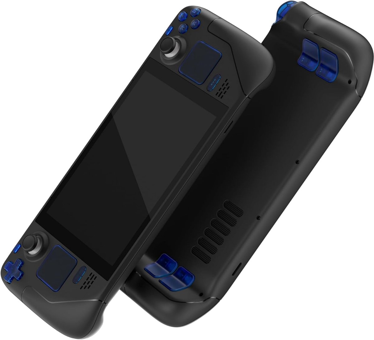 eXtremeRate Knop Buttons Volledig Set Vervanging voor Steam Deck, Aangepast ABXY D-pad Trackpad Bumpers Triggers Knoppen & Schroevendraaier Tools voor Steam Deck Handheld Console (Transparant Blauw）