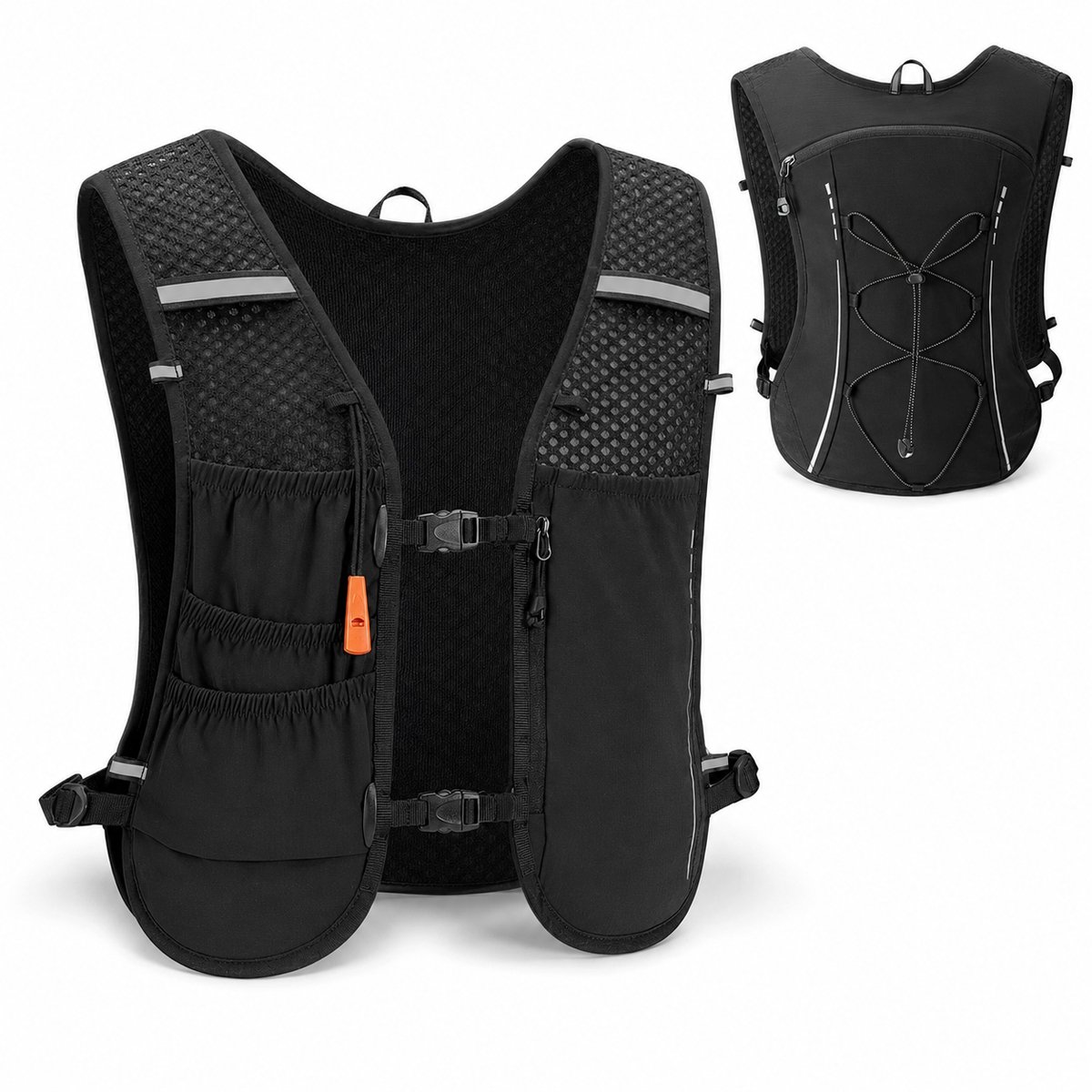 Consumerce® Hardloopvest - Running Vest met Telefoonhouder - Loopvest voor Dames en Heren - Reflecterend Trailvest - Lichtgewicht Hardloop Rugzak - Kleine Wandelrugzak - Hardlooprugzak - Trailrugzak - Trailrunning Marathon Hardlopen - Zwart