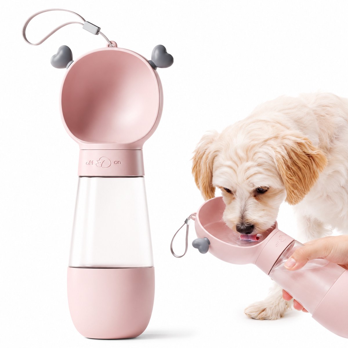 Hondenwaterfles - Draagbare drinkfles voor honden - 350ml - Ideaal voor wandelen en reizen - Lekvrij en BPA-vrij - Roze