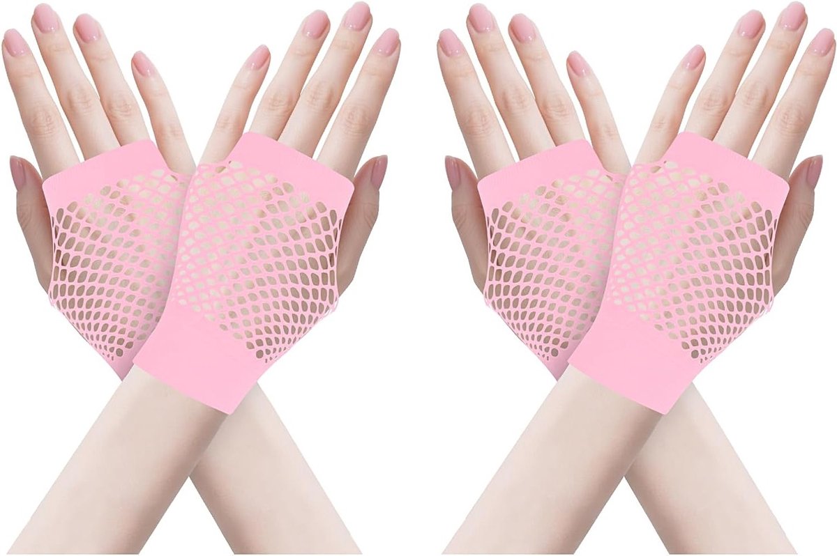 Vingerloze Net Handschoenen voor Halloween, Kerst, Kostuumfeesten en Cosplay - 2 Paar, Perfect voor Theatrale Outfits en Accessoires