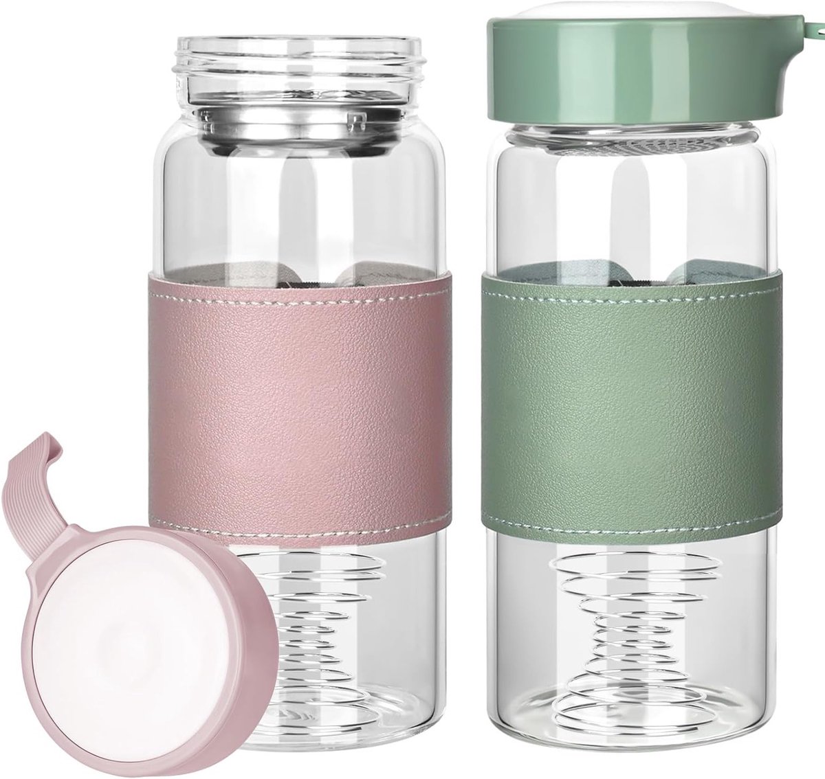 Set van 2 shakeglazen, kleine BPA-vrije shakebekers van 50 ml met zeef en mengbal voor proteïneshakes en smoothies, geurloos en perfect voor fitness