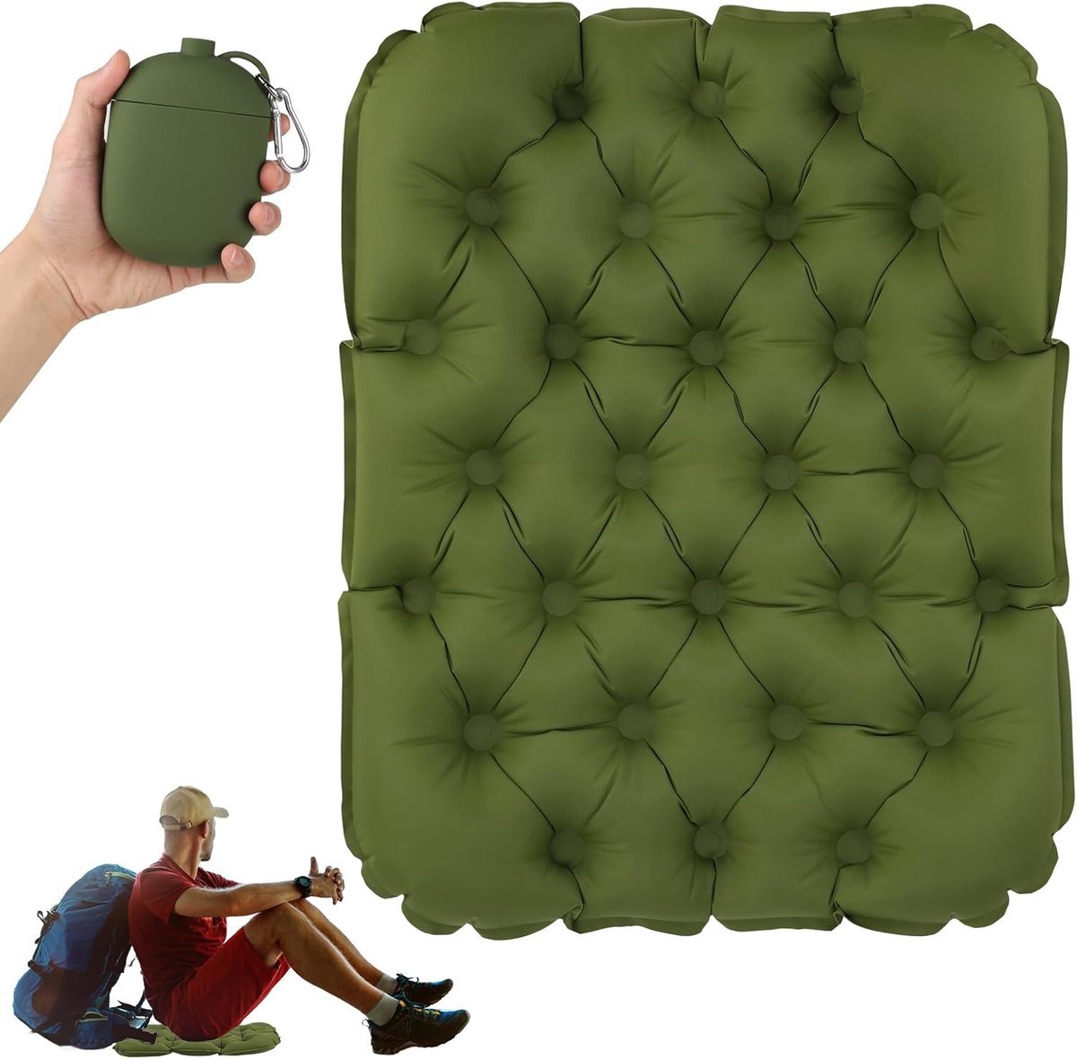 SnelShoppen - Opblaasbaar Waterdicht Zitkussen Camping - Ultralicht Kinderzitkussen - Ideaal voor Hiking, Outdoor, Strand en Tuin - Snelle Inflatie en