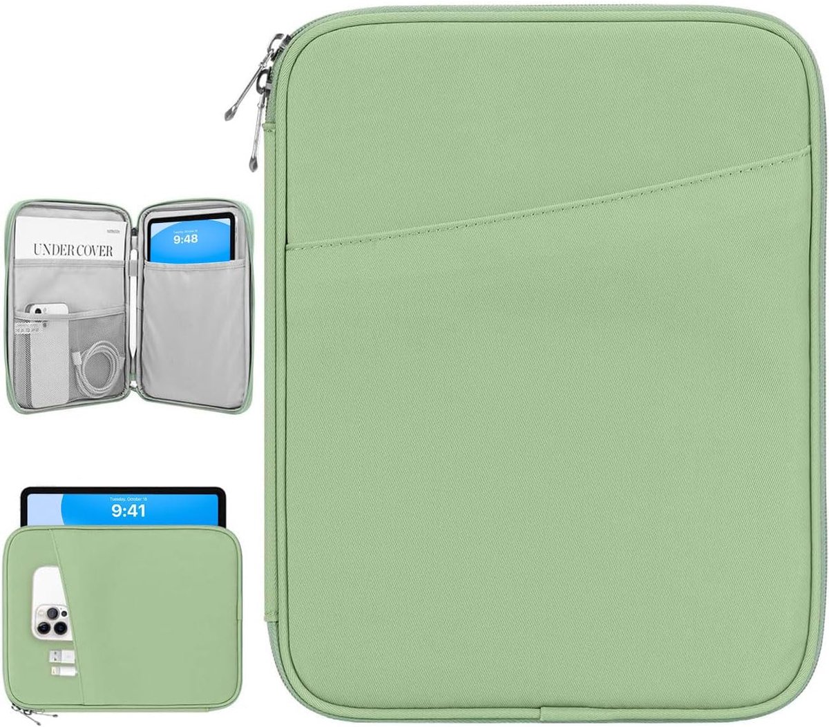 SnelShoppen - Dadanism Tablet Sleeve Bag voor 9-11 Inch Tablets - Draagtas voor iPad 10e Gen, Air 5/4, Galaxy Tab A9+, Lichtgroen, Waterafstotend, Ide