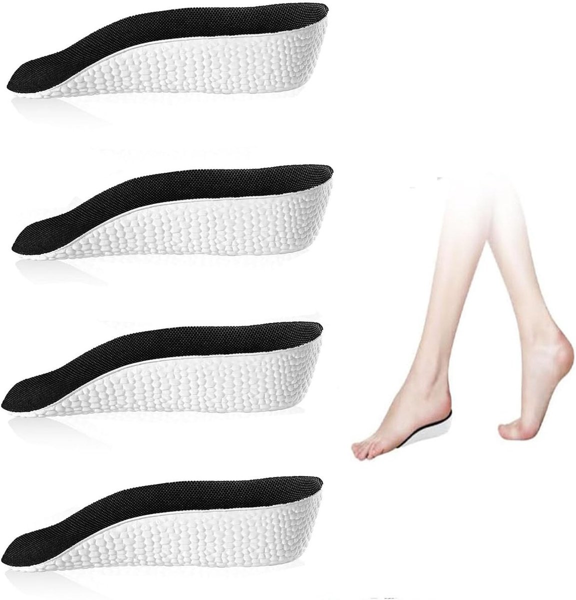 SnelShoppen - Schoeninlegzolen voor hoogteverhoging 3,5 cm - 4 stuks hielwiggen van zacht schuim - Discreet en comfortabel voor dagelijks gebruik, bus