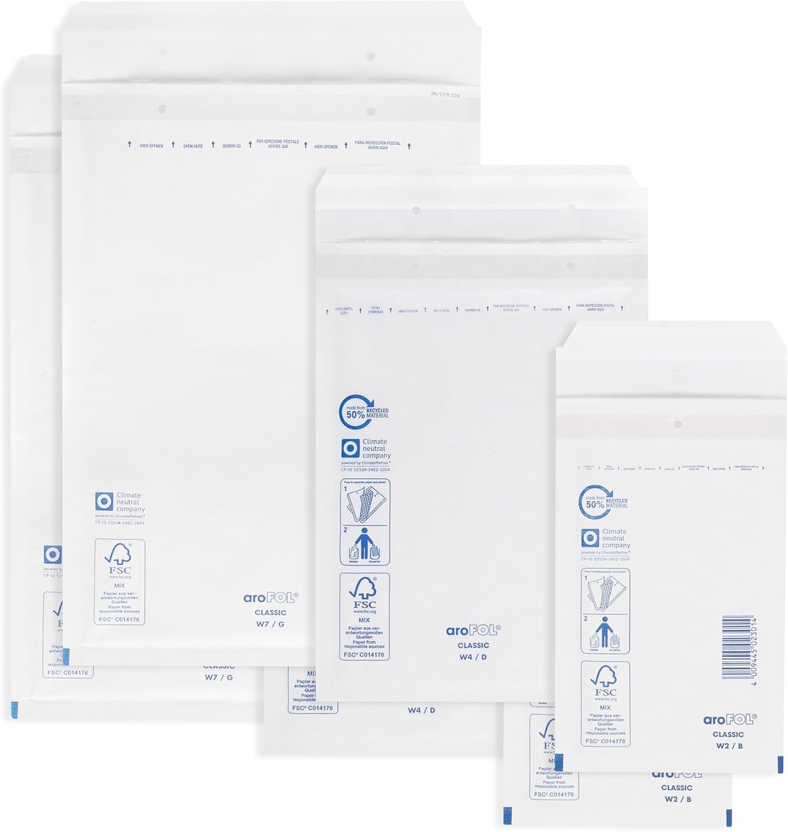 SnelShoppen - ÖKI Mix-Pack Luchtkussen Enveloppen - 6 Stuks A6, A5 en A4 Verzendzakken - Hoge Kwaliteit, Perfect voor Verzend- en Opbergdoeleinden