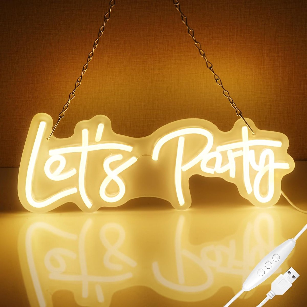 SnelShoppen - Let's Party Neon Sign - USB Powered Neon Lights - Wanddecoratie voor Feest, Bachelorette, Bruiloft, Verloving, Verjaardagsfeest - Unieke