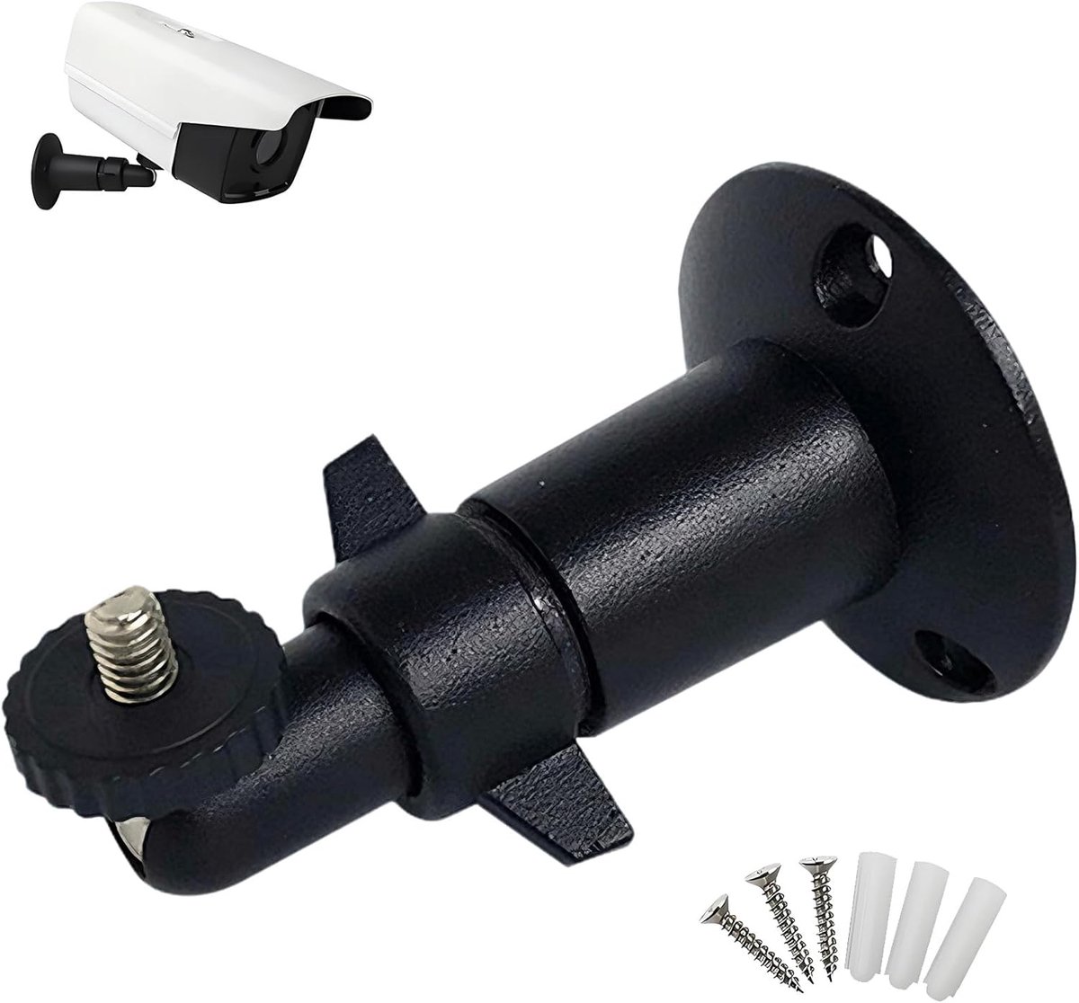 SnelShoppen - Camera Wandbeugel Universele Swivel Mount 360° Rotatable & 90° Tiltable, Corrosiebestendig Aluminium voor Binnen & Buiten Gebruik, Compa